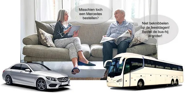 Het paar kiest het type overdracht voor een vakantie - individueel of in groep.