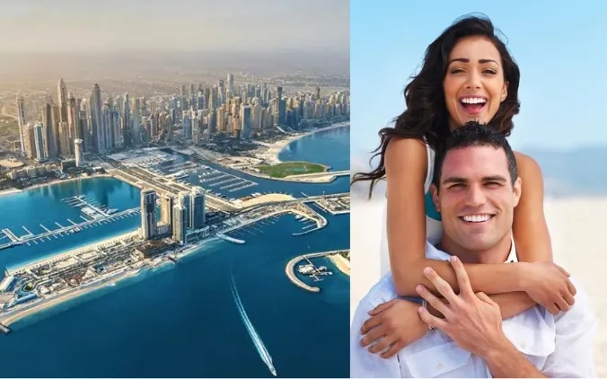 Stel enthousiast over vrije tijd in Dubai