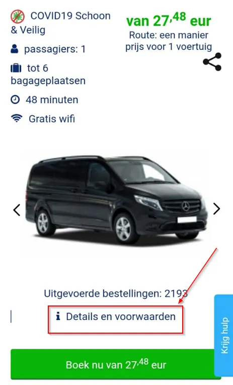 Details en voorwaarden van de auto