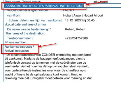 instructie in de voucher hoe een chauffeur te vinden