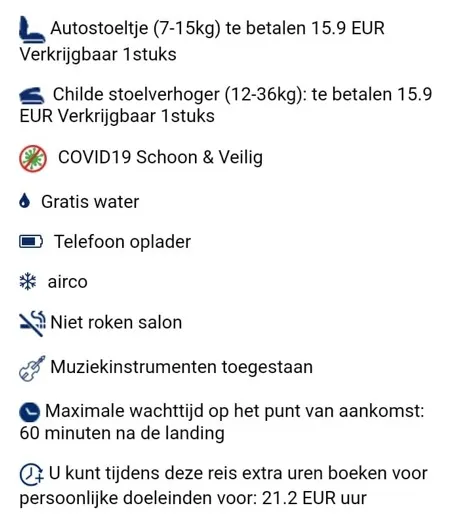 Fragment van orde-overdracht opties lijst.